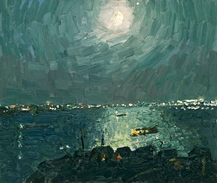 Moonlit Night on the Volga River - Vladimir Ovchinnikov