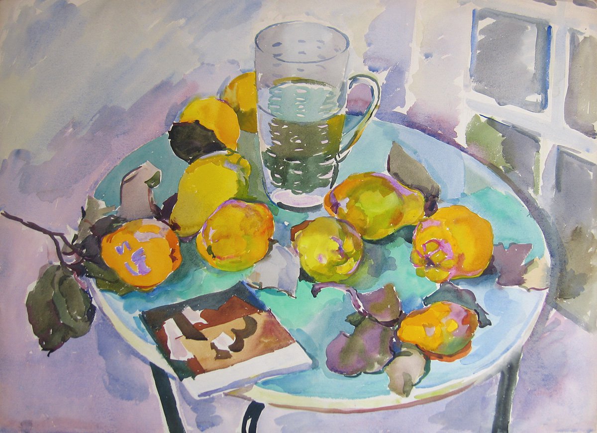 Evgenia Antipova (1917-2009). Quince on the Green Table.