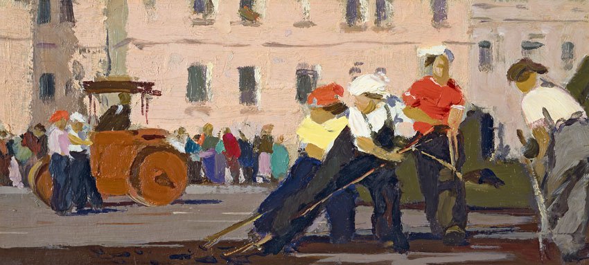 Anatoli Nenartovich (1915-1988). Women Laing Asphalt. 