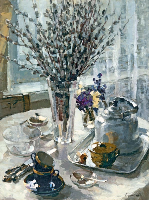 Taisia Afonina (1913-1994). Still life with Pussy-Willows