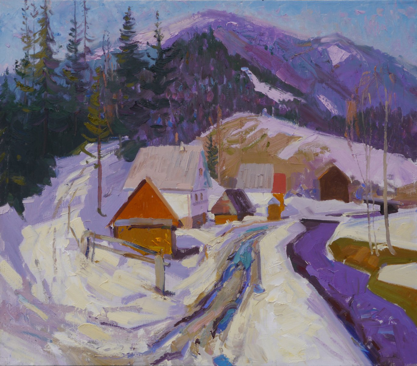 Snow-covered street in Sinevyrska Polyana - Victor Onyshchenko