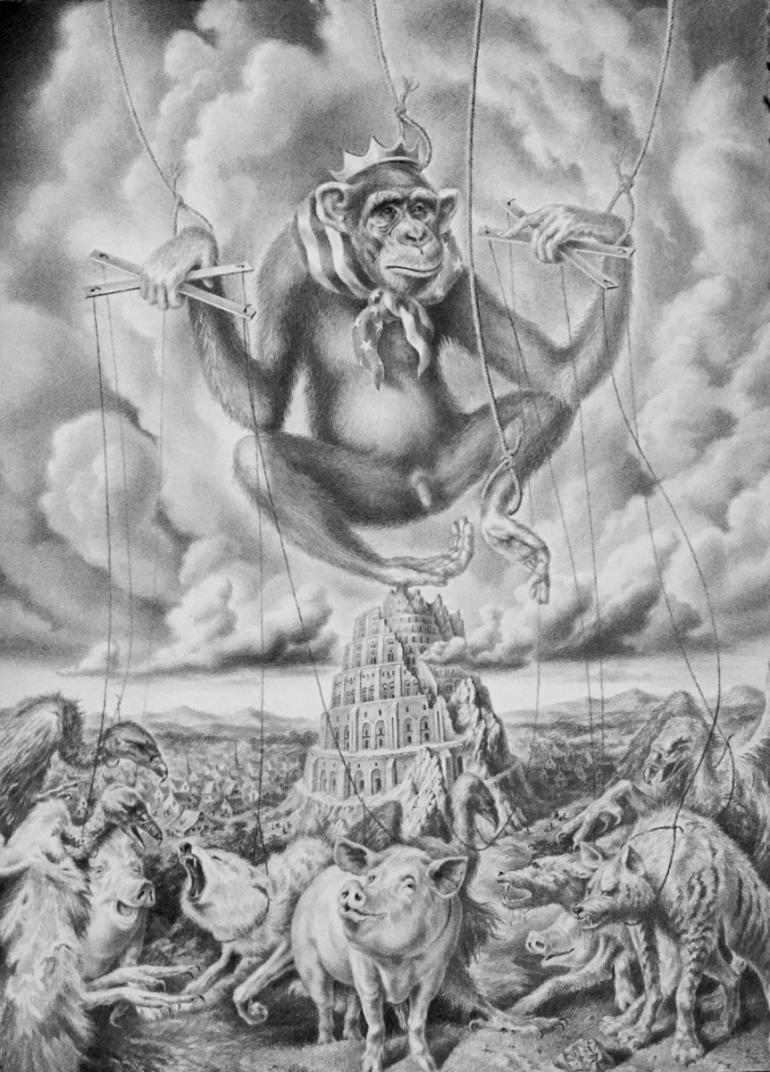 Babylonian Tower drawing 76,5cm x 56,7cm - Alexander Donskoi