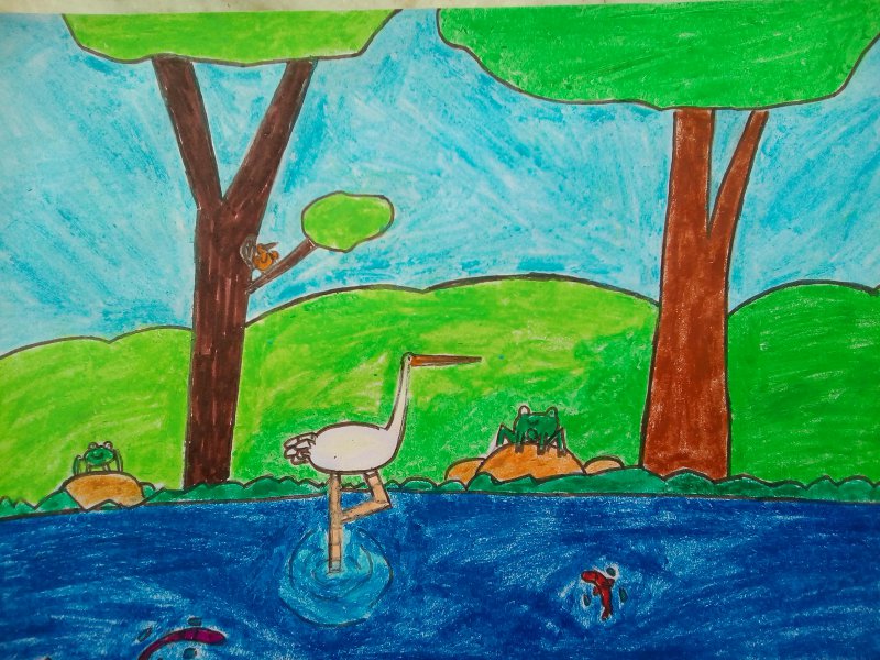 CRANE IN THE POND - JOHN ( JOHN ART Gallery 2019).