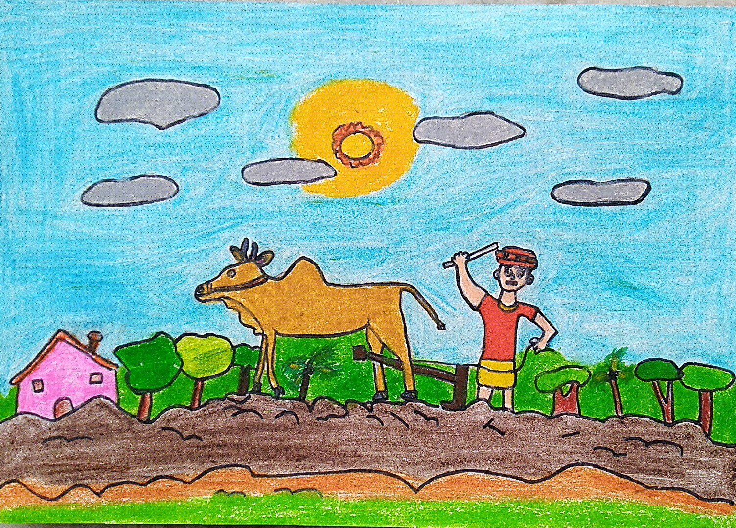 FARMER THE REAL HERO OF AGRICULTURE AND SOCIETY. If there is no farmer to produce food we will be die with hungry. - JOHN ( JOHN ART Gallery 2019).