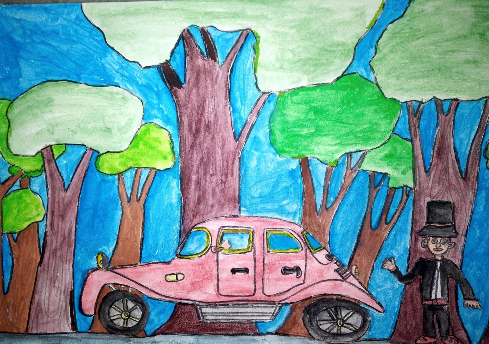 Old Design car of  1920 ( JOHN ART Gallery 2019 - Water color painting collections-4) - JOHN ( JOHN ART Gallery 2019).