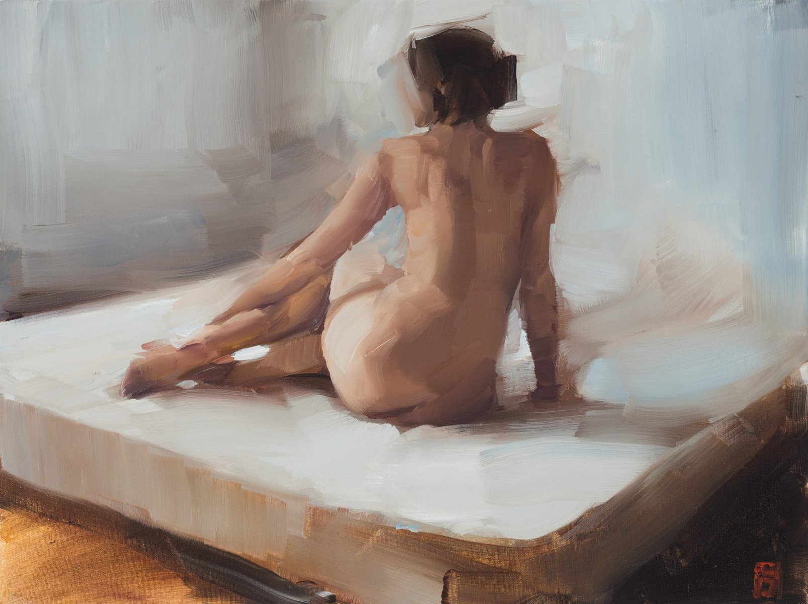 Nude on white Bed - Sasha Hartslief
