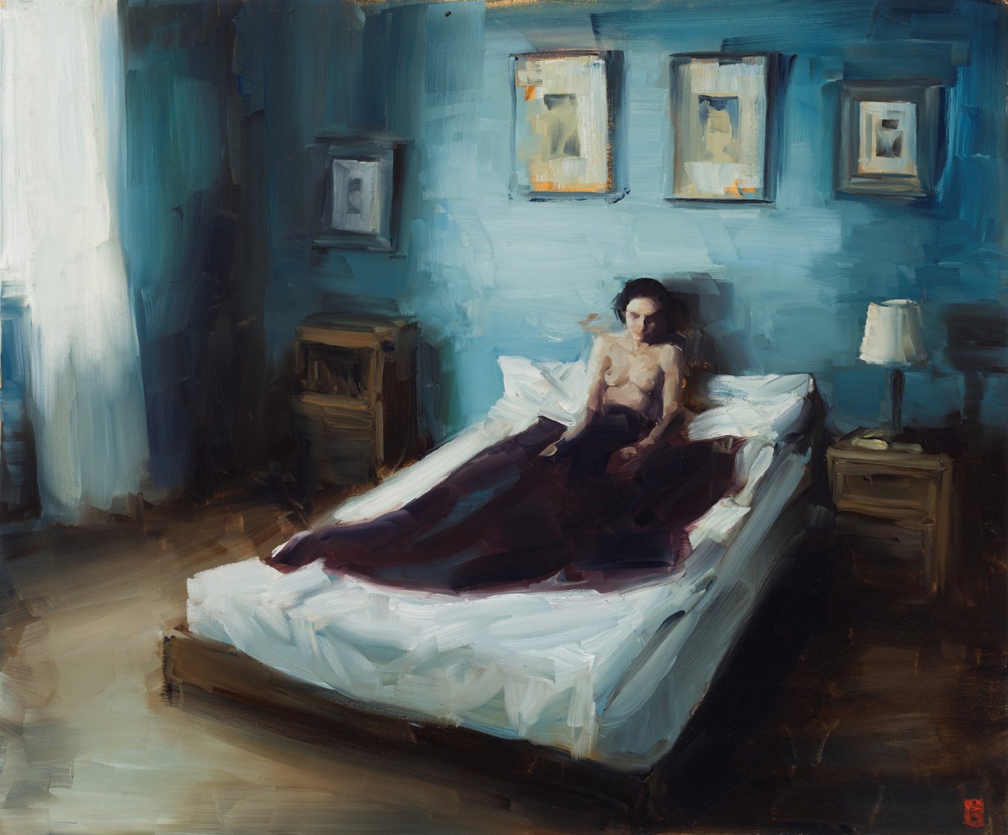 Nude in blue Room - Sasha Hartslief
