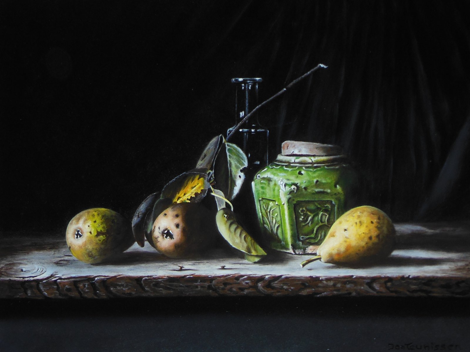 Still life with pears and ginger jar - Jan Teunissen