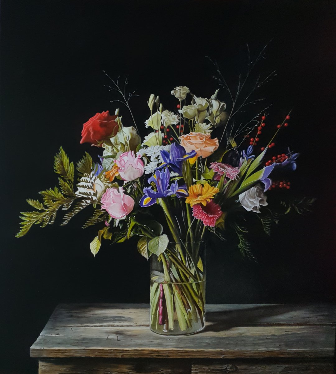 Colorful flower still life - Jan Teunissen