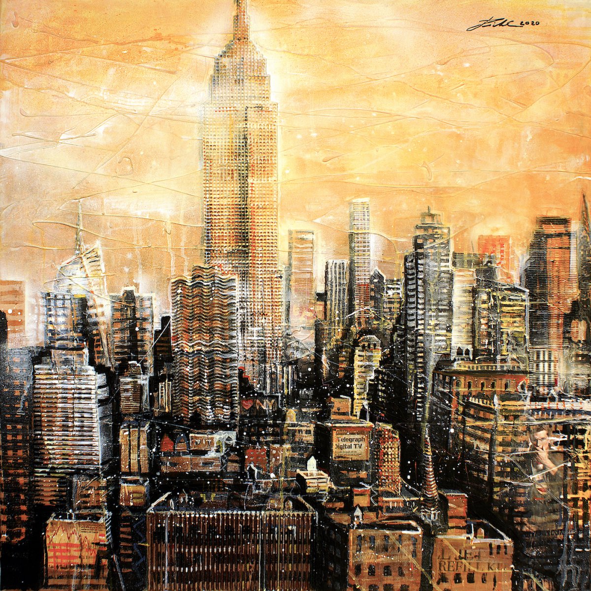 New York, Manhattan, Empire State Building, Acryl Mixed Media - Johann Pickl