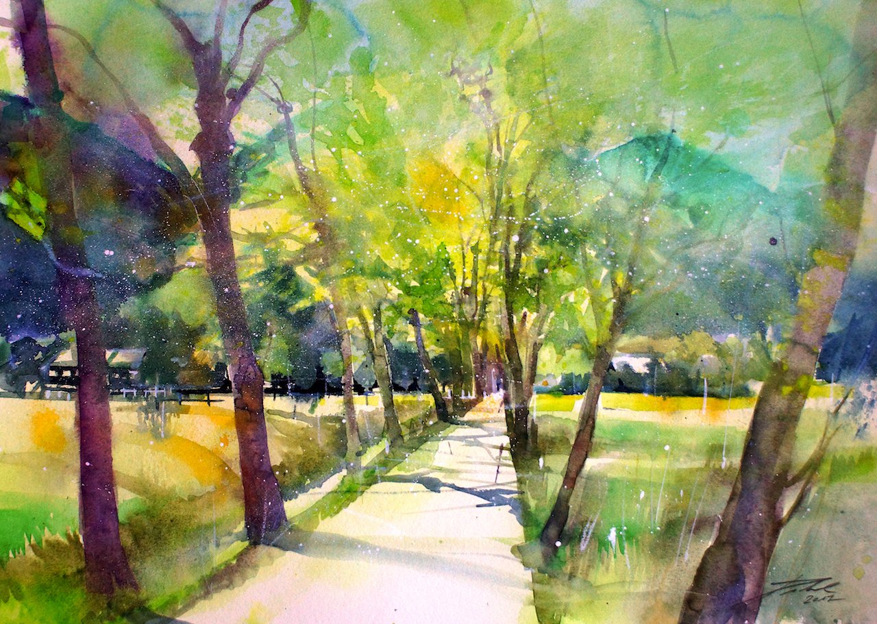 Johann Pickl - Salzburger Pinzgau, Zell am See, Rösslhofpromenade, Aquarell