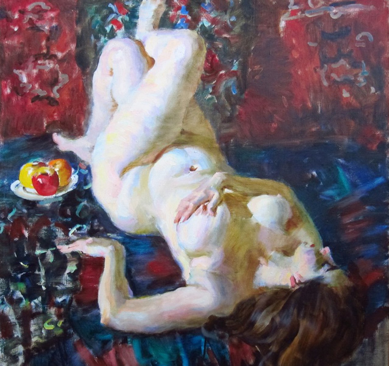 Woman with Apples - Viktor Alexandrovich Lyapkalo