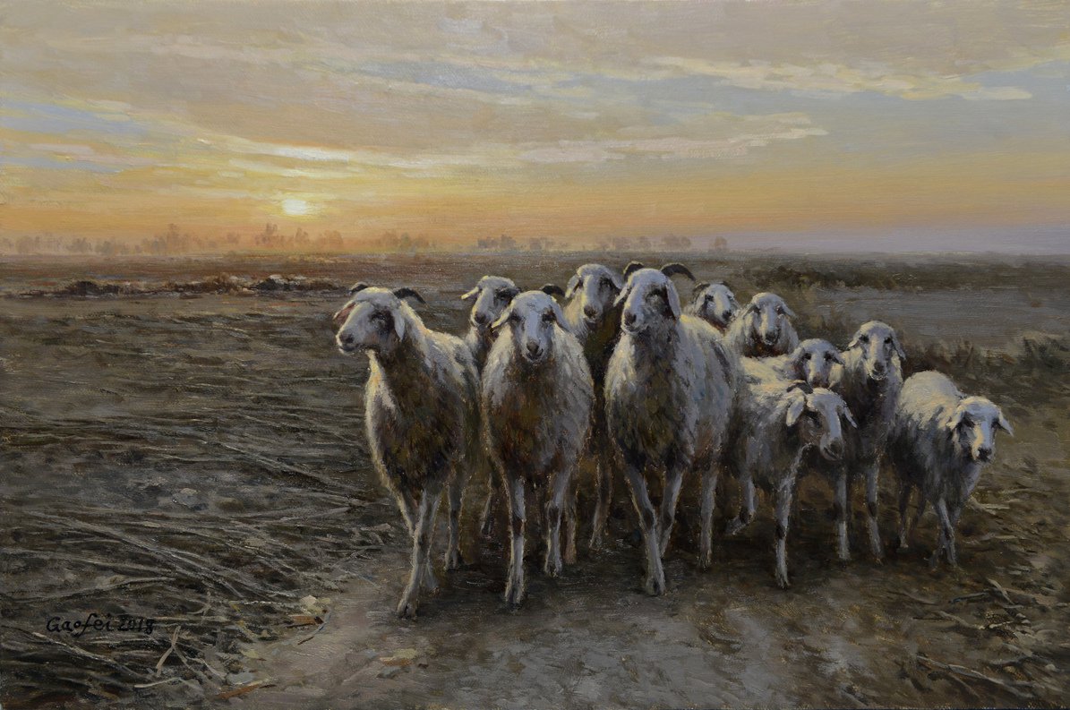 《黄昏回家的羊群》
The Flock of Sheep Going Home at Dusk - 高飞 Fei Gao