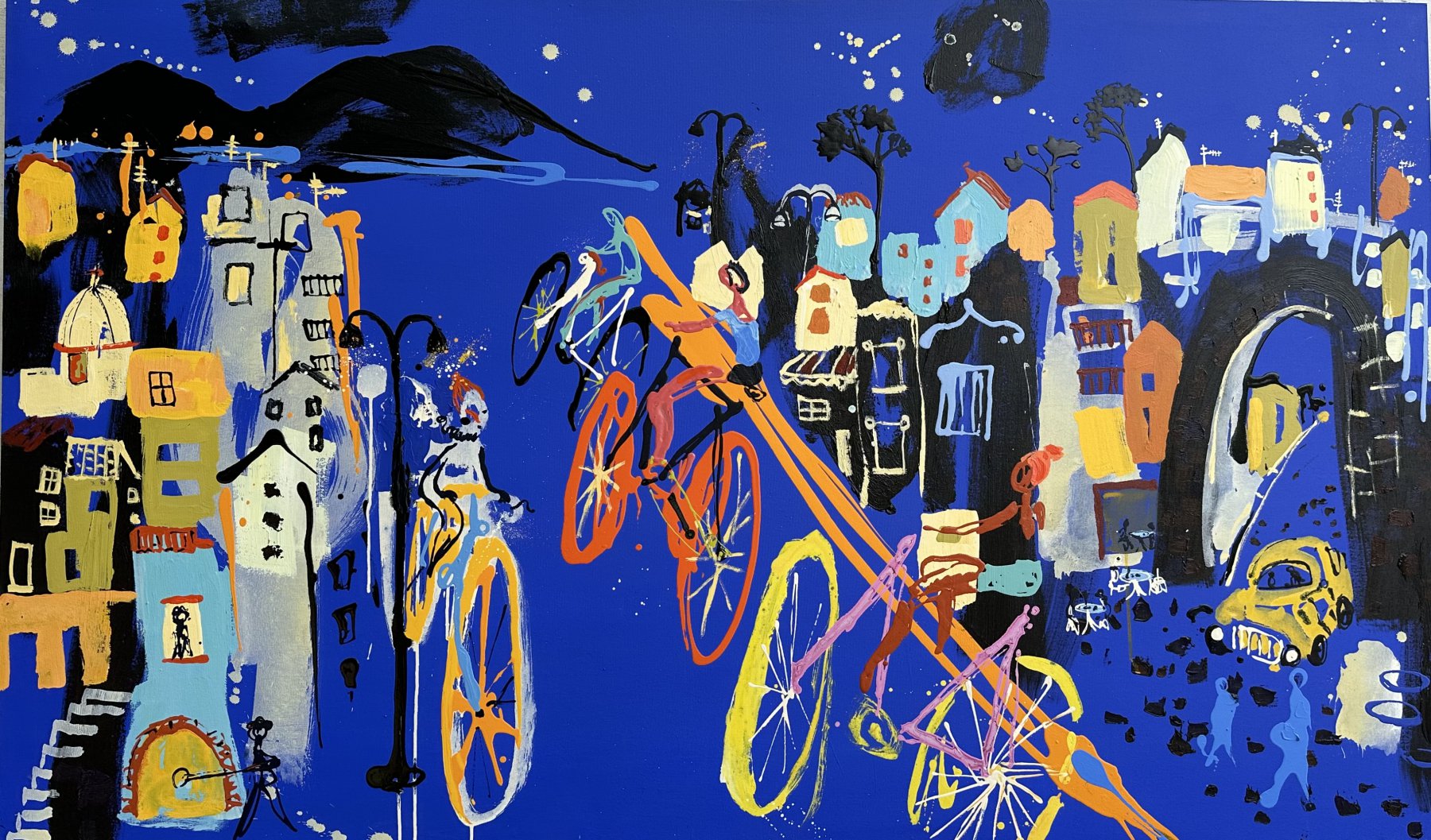 Ciclistas en la noche  - Pablo azul